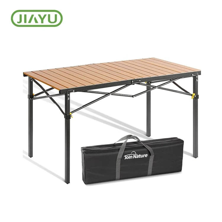 Foldable Solid Wood Iron Camping Table