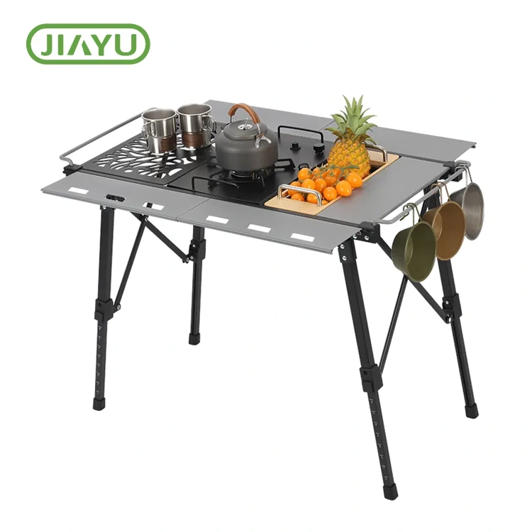 Raised and Lowered Camping Table with Stove